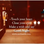 Touch your heart Close your eyes Make a wish and say Good Night Catch Smile