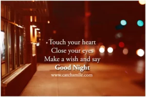 Touch your heart Close your eyes Make a wish and say Good Night Catch Smile
