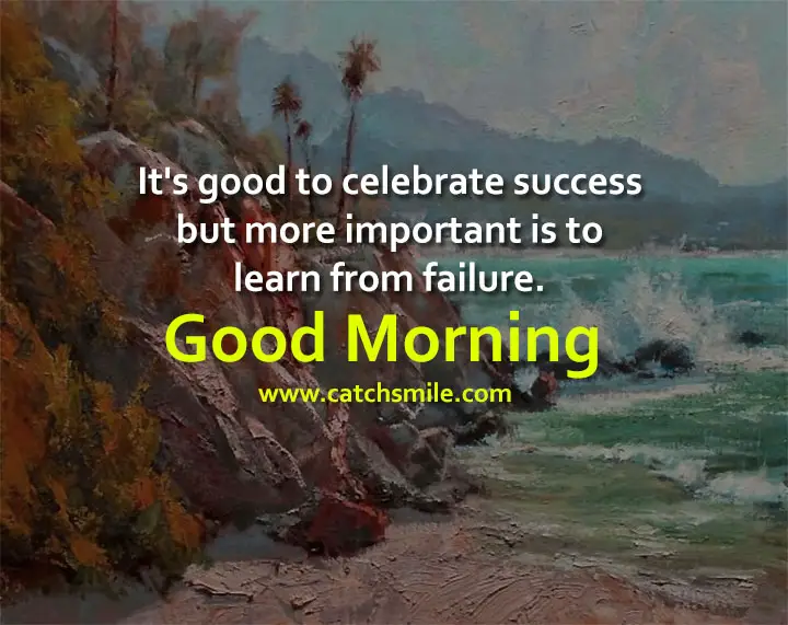 Its good to celebrate success but more important is to learn from failure Good Morning Catch Smile