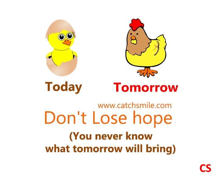 Today - Tomorrow - Don't Lose hope, (You never know what tomorrow will bring)