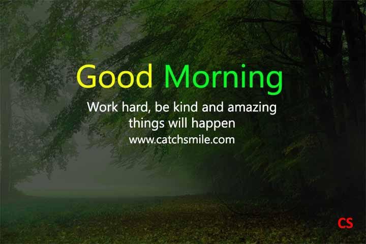 Work hard be kind and amazing things will happen Good Morning Catch Smile