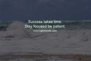 Success takes time. Stay focused be patient.