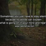 Sometimes you just have to stay silent, because no words can explain what is going on in your mind and heart.