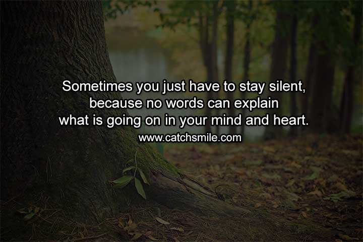 Sometimes you just have to stay silent, because no words can explain what is going on in your mind and heart.