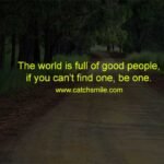 The world is full of good people, if you can't find one, be one.