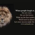 When people laugh at you, Do not react. Do not feel down. Wake up the lion inside you. Work hard in silence. Let your success make the noise.