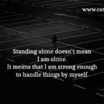 Standing alone doesn't mean I am alone. It means that I am strong enough to handle things by myself.