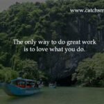 The quote "The only way to do great work is to love what you do" emphasizes the importance of passion and enthusiasm in achieving exceptional or remarkable outcomes in your work or endeavors. This statement suggests that when you have a genuine love and passion for what you are doing, you are more likely to excel and produce high-quality results. Here's a breakdown of the key points in the quote: Great Work: The quote refers to achieving "great work," which typically signifies work that is exceptional, innovative, impactful, or of high quality. It implies going beyond average or ordinary efforts and producing something that stands out and leaves a lasting impression. Love What You Do: The quote emphasizes the significance of having a strong emotional connection to your work. When you love what you do, it means you are genuinely interested, enthusiastic, and motivated by the tasks at hand. Your work becomes more than just a job; it becomes a source of fulfillment and joy. Passion and Enthusiasm: When you have a genuine passion for your work, you are more likely to approach it with enthusiasm, creativity, and dedication. Passion drives you to invest time and effort into improving your skills, seeking new ways of doing things, and continually striving for excellence. Excellence and Quality: Loving your work often leads to a higher level of engagement and commitment. This, in turn, increases the likelihood of producing work of exceptional quality. When you are passionate about what you do, you are more inclined to pay attention to detail, push boundaries, and overcome challenges, ultimately resulting in outstanding outcomes. Satisfaction and Fulfillment: Engaging in work that you love can also contribute to a sense of personal satisfaction and fulfillment. The feeling of accomplishment and pride that comes from doing great work can be immensely rewarding and contribute positively to your overall well-being. However, it's important to note that while passion and love for your work are crucial factors, they might not be the sole determinants of success. Hard work, perseverance, skills, and external factors can also play significant roles. This quote highlights the idea that having a genuine passion for your work is a powerful driving force that can greatly enhance your chances of achieving greatness in your endeavors.