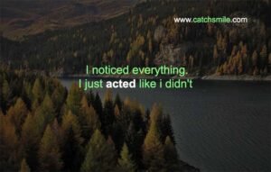 I noticed everything. I Just acted like i didn't