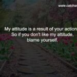 My attitude is a result of your actions. So if you don't like my attitude, blame yourself.