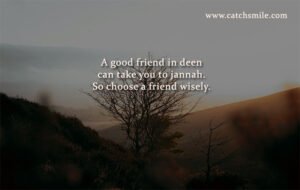 A good friend in deen can take you to jannah. So choose a friend wisely.