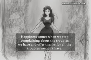 Happiness comes when we stop complaining about the troubles we have and offer thanks for all the troubles we don't have.