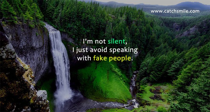 I'm not silent, I just avoid speaking with fake people.