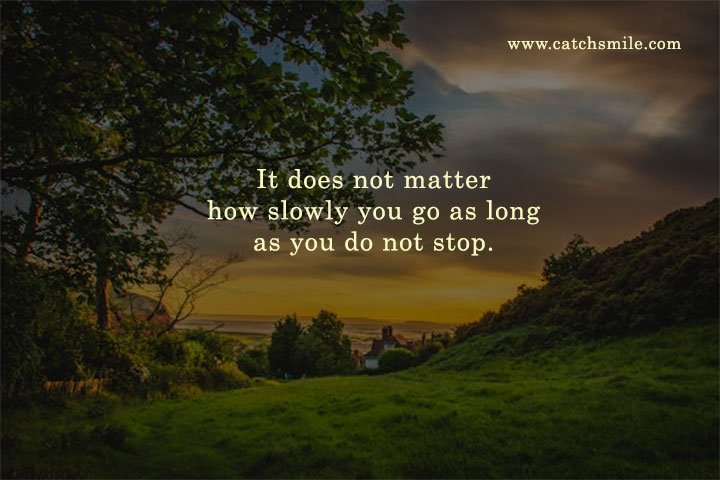 It does not matter how slowly you go as long as you do not stop.