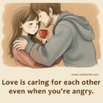 Love is caring for each other even when you're angry.