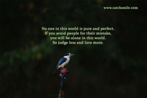 No one in this world is pure and perfect. If you avoid people for their mistake, you will be alone in this world. So judge less and love more.