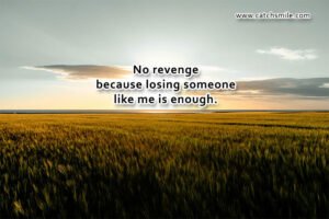 No revenge because losing someone like me is enough.