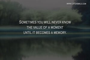 Sometimes you will never know the value of a moment until it becomes a memory.