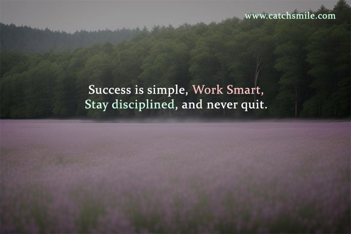 Success is simple, Work Smart, Stay disciplined, and never quit.