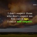 I don't respect those who don't respect me. You call it ego. I call it self respect.