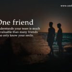 One friend who understands your tears is much more valuable than many friends who only know your smile.