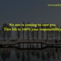 No one is coming to save you. This life is 100% your responsibility. 15 No one is coming to save you. This life is 100% your responsibility.