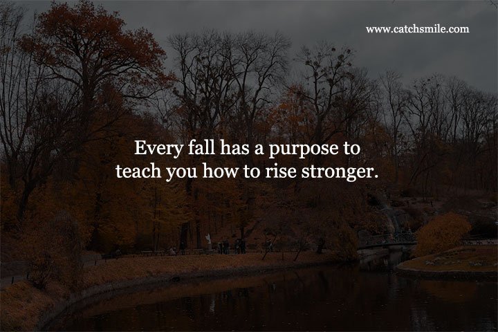 Every fall has a purpose to teach you how to rise stronger. 12 Every fall has a purpose to teach you how to rise stronger.