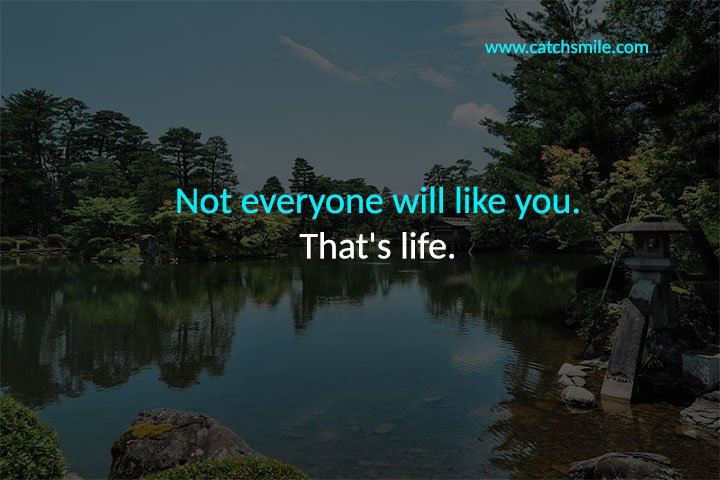 Not everyone will like you. That's life.