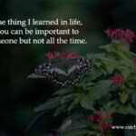 One thing I learned in life, You can be important to someone but not all the time.