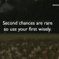 Second chances are rare so use your first wisely. 15 Second chances are rare so use your first wisely.