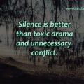 Silence is better than toxic drama and unnecessary conflict.