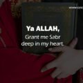 Ya ALLAH, Grant me Sabr deep in my heart.