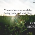You can learn so much by being quite and watching - Good Morning