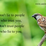 Don't lie to people who trust you, Don't trust people who lie to you.