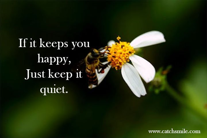 If it keeps you happy, Just keep it quiet. 15 If it keeps you happy, Just keep it quiet.