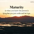 Maturity is when you know the person is lying but you just smile and let it go.