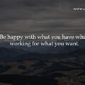 Be happy with what you have while working for what you want.