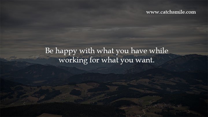 Be happy with what you have while working for what you want. 13 Be happy with what you have while working for what you want.