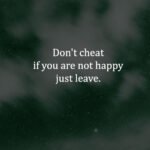 Don't cheat if you are not happy just leave. 8 Don't cheat if you are not happy just leave.
