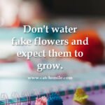 Don't water fake flowers and expect them to grow. 11 Don't water fake flowers and expect them to grow.