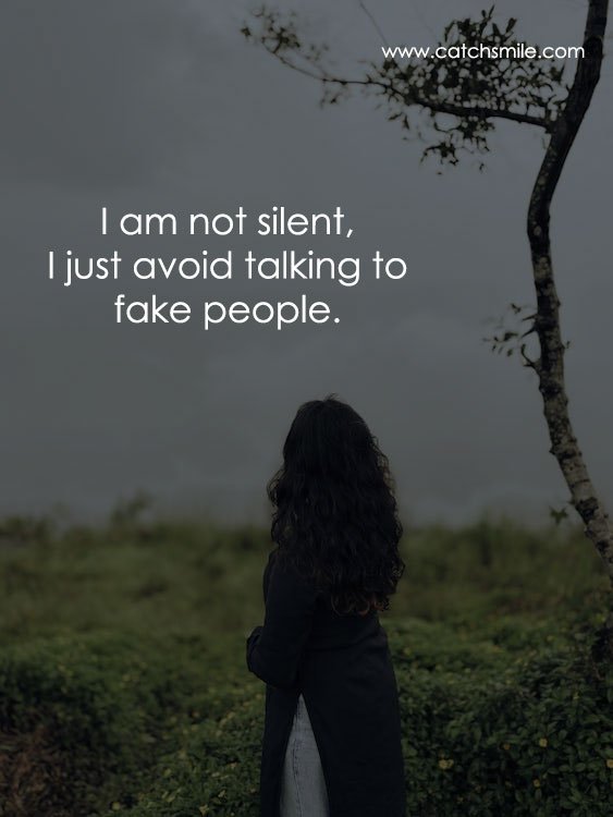 I am not silent, I just avoid talking to fake people. 3 I am not silent, I just avoid talking to fake people.