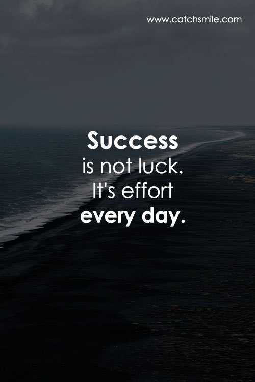 Success is not luck. It's effort every day. 2 Success is not luck. It's effort every day.