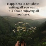 Happiness is not about getting all you want, It is about enjoying all you have.