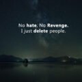 No hate, No Revenge. I just delete people.