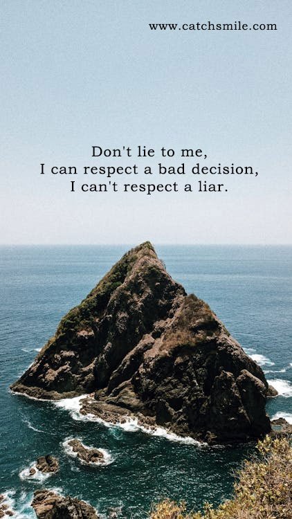 Don't lie to me, I can respect a bad decision, I can't respect a liar. 3 Don't lie to me, I can respect a bad decision, I can't respect a liar.