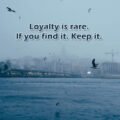 Loyalty is rare. If you find it. Keep it.
