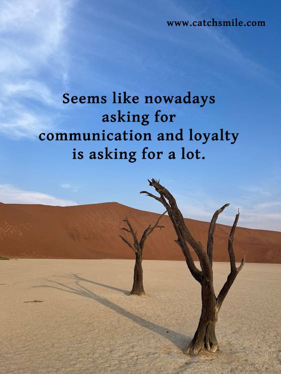 Seems like nowadays asking for communication and loyalty is asking for a lot. 1 Seems like nowadays asking for communication and loyalty is asking for a lot.